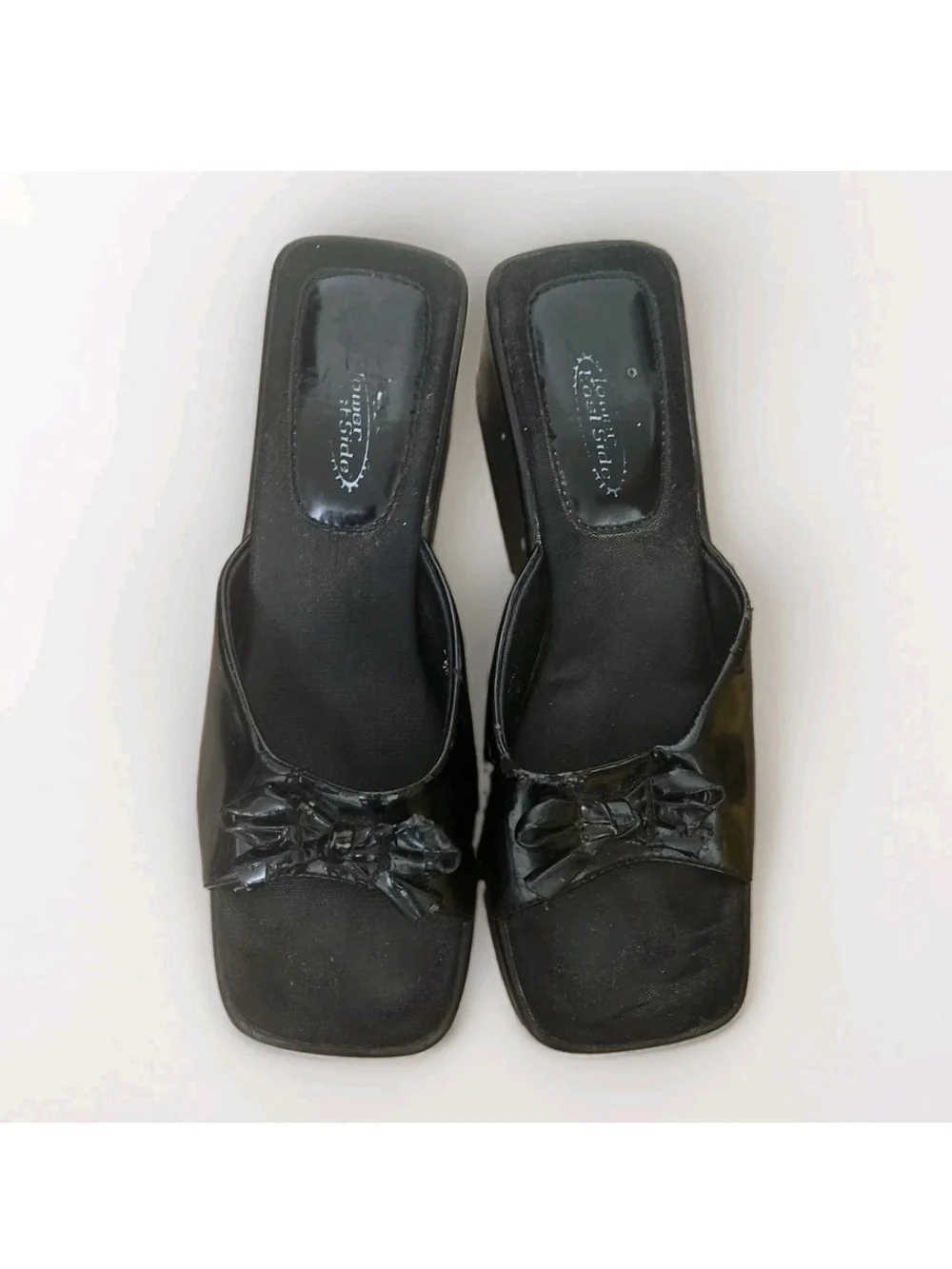 VTG 90s Y2K Lower East Side Slide Sandals 5.5 Bow Wedge Platform Chunky RARE